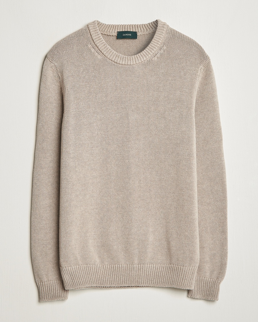 Heren | Zanone | Zanone | Soft Cotton Crewneck Sweater Beige