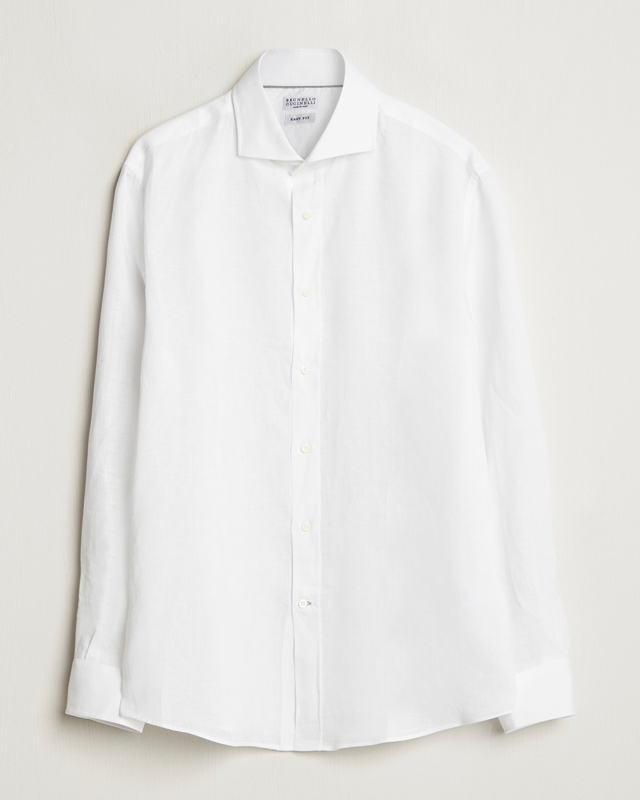 Brunello Cucinelli Easy Fit Linen Shirt White – Blanc