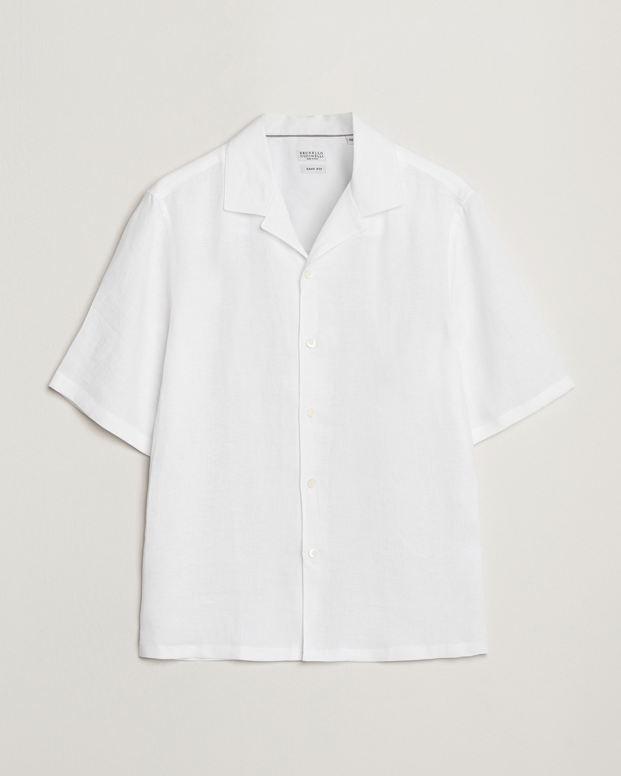Homme | Chemises À Manches Courtes | Brunello Cucinelli | Linen Camp Shirt White