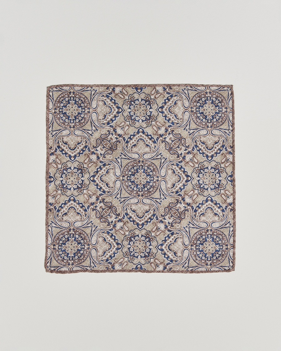 Homme | Pochettes De Costume | Brunello Cucinelli | Paisley Silk Pocket Square Brown/Blue