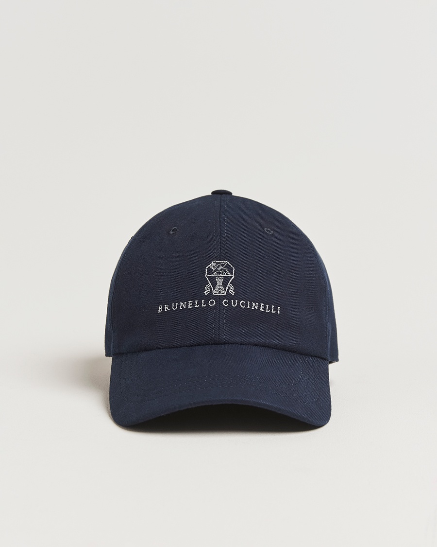 Brunello Cucinelli Twill Cotton Baseball Cap Navy – Blauw