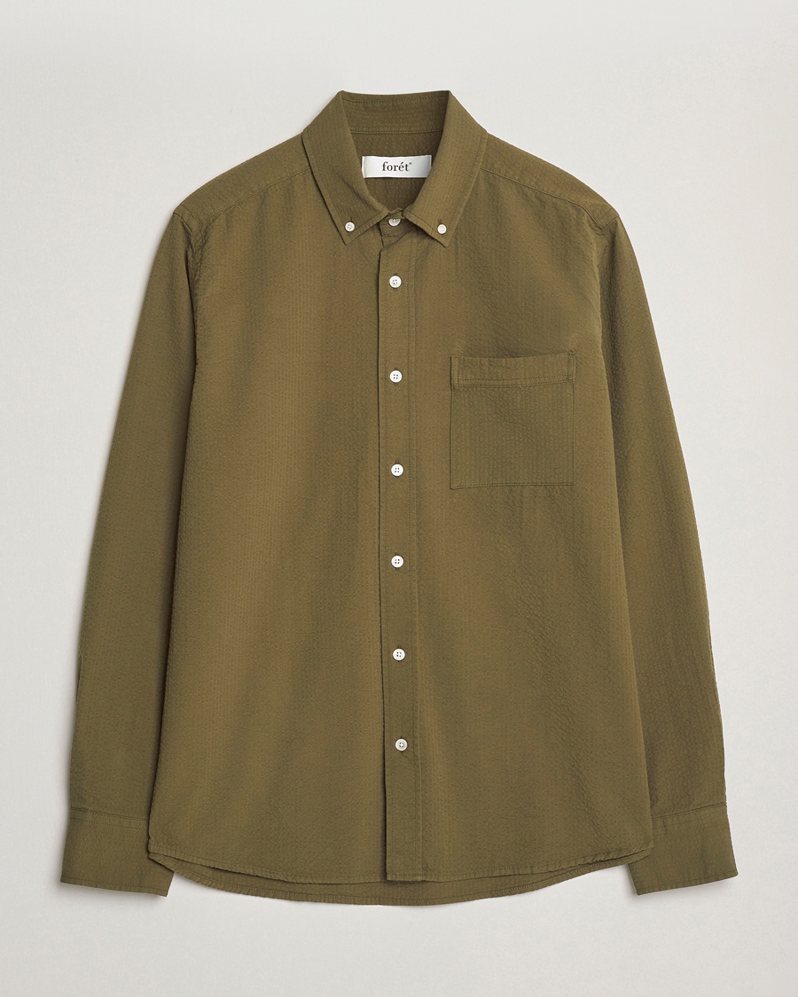 Heren | Nieuwe merken | Forét | Hornet Seersucker Shirt Army