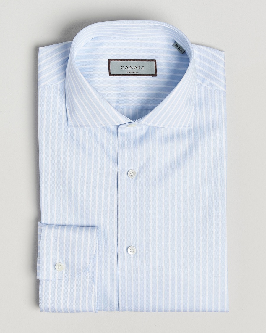 Heren | Zakelijke overhemden | Canali | Slim Fit Striped Cotton Shirt Light Blue