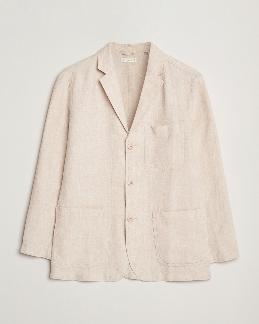 Homme | Blazers | KnowledgeCotton Apparel | Linen Blazer Light Feather Grey