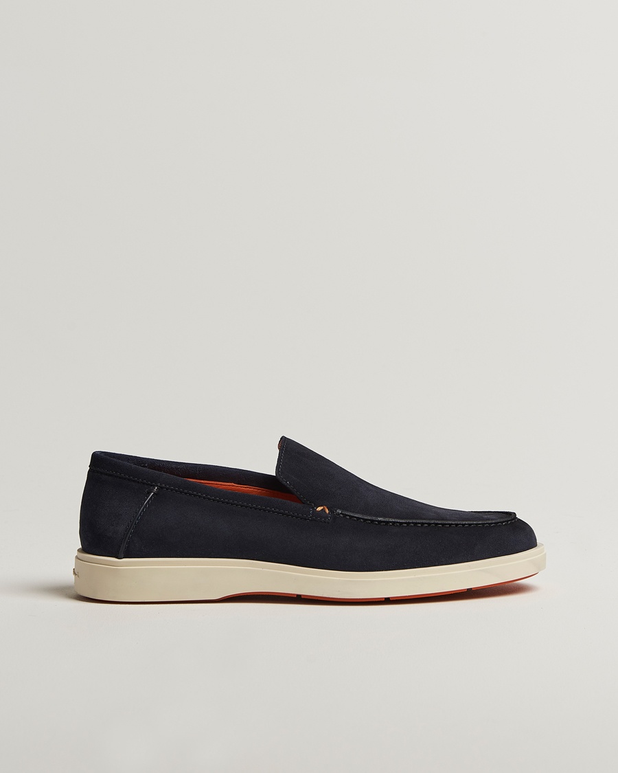 Santoni Detroit Loafer Navy Suede – Bleu