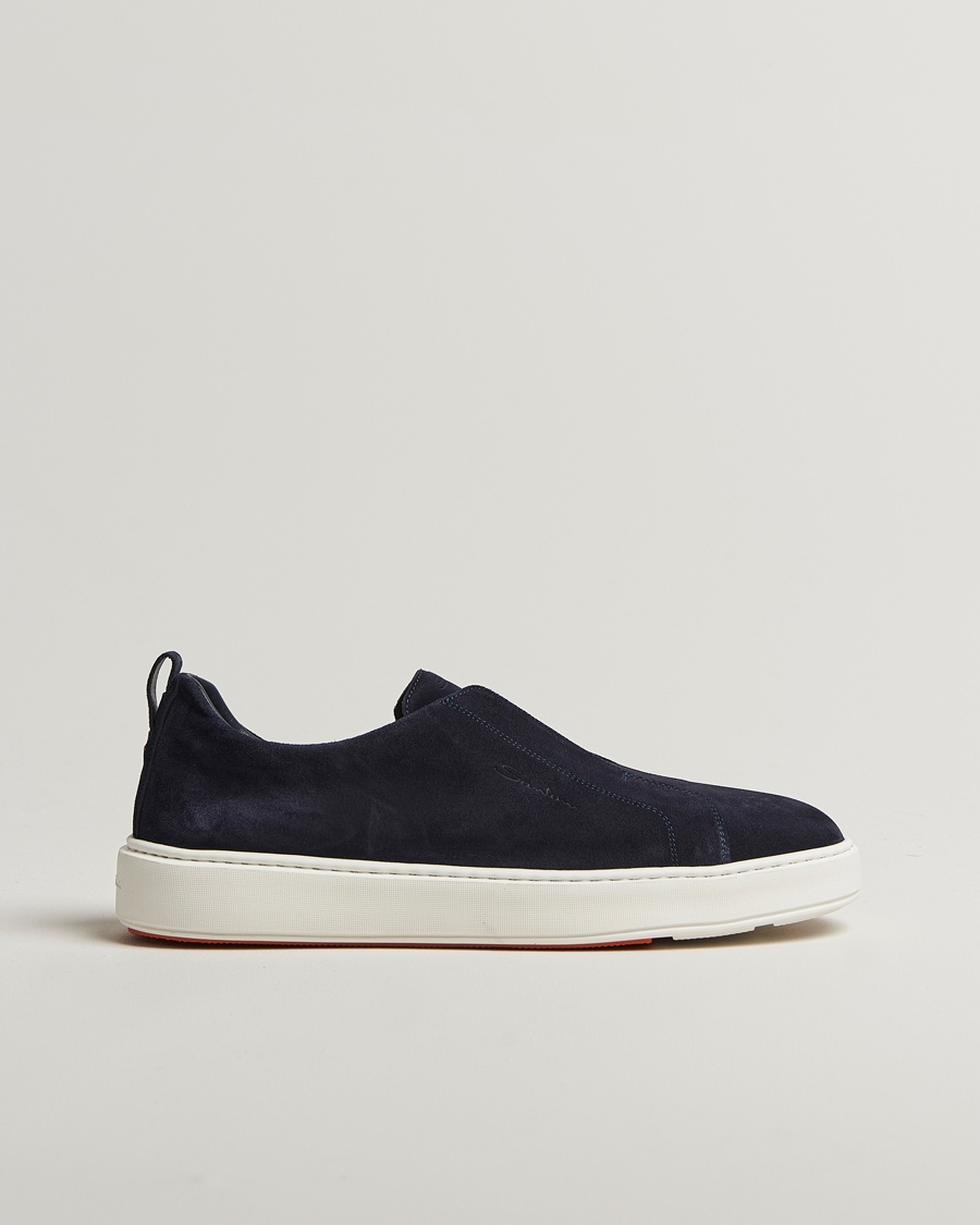 Homme | | Santoni | Cleanic No Lace Sneakers Navy Suede