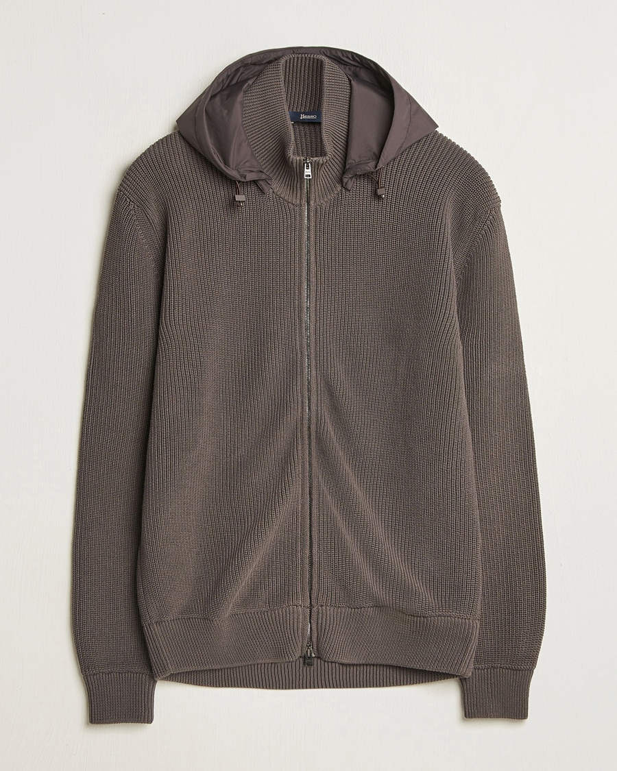 Heren | Loyaliteitsaanbieding | Herno | Cotton Knit Hybrid Jacket Brown