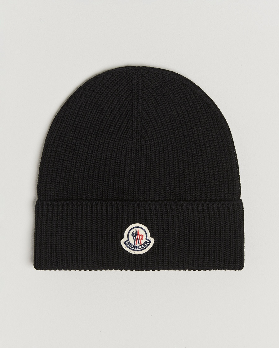 Homme | Bonnets | Moncler | Ribbed Wool Beanie Black