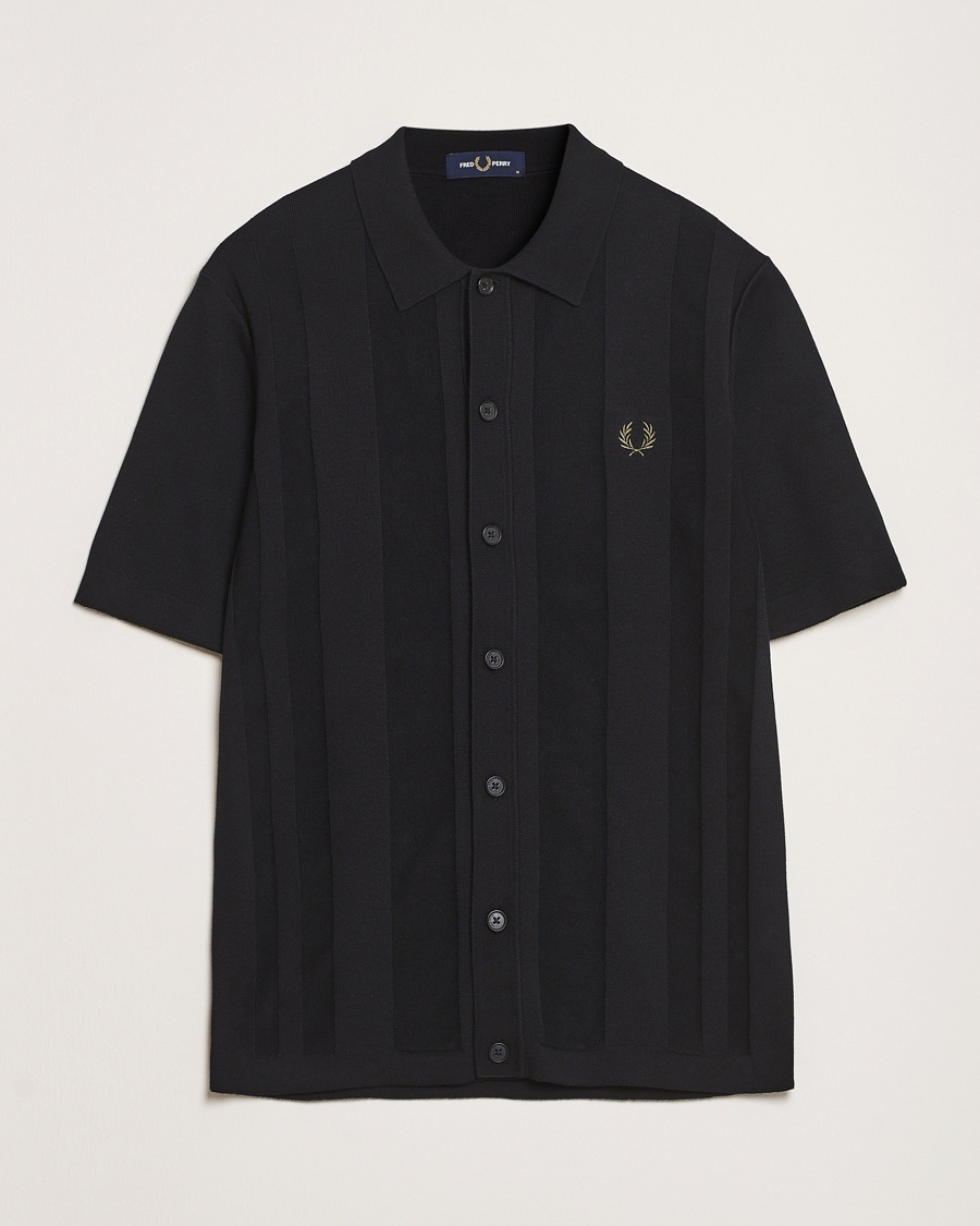 Heren | Kleding | Fred Perry | Knitted Short Sleeve Shirt Black