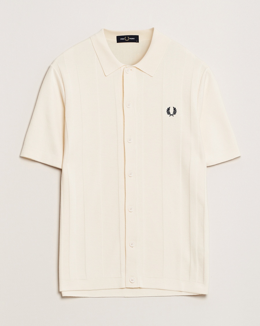Heren | Kleding | Fred Perry | Knitted Short Sleeve Shirt Ecru