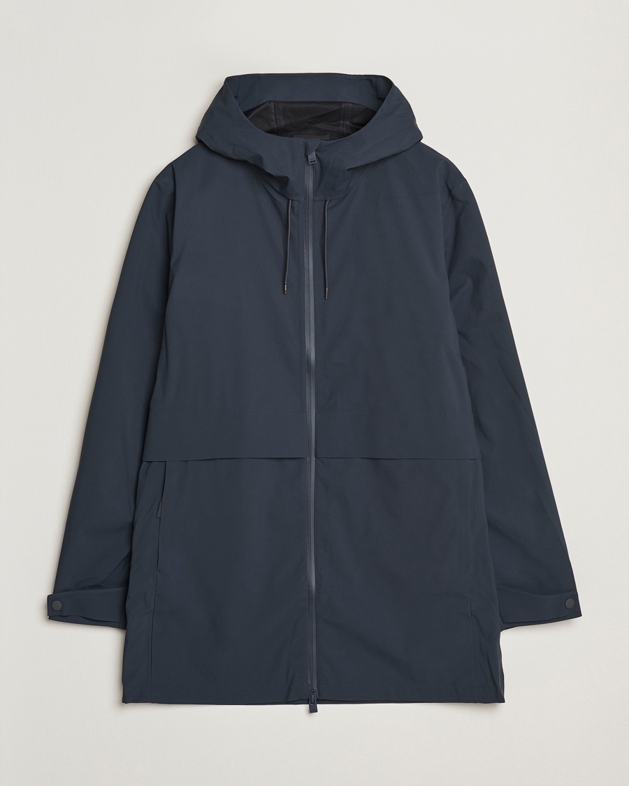 Homme | | RAINS | Suva Hooded Waterproof Long Jacket Navy