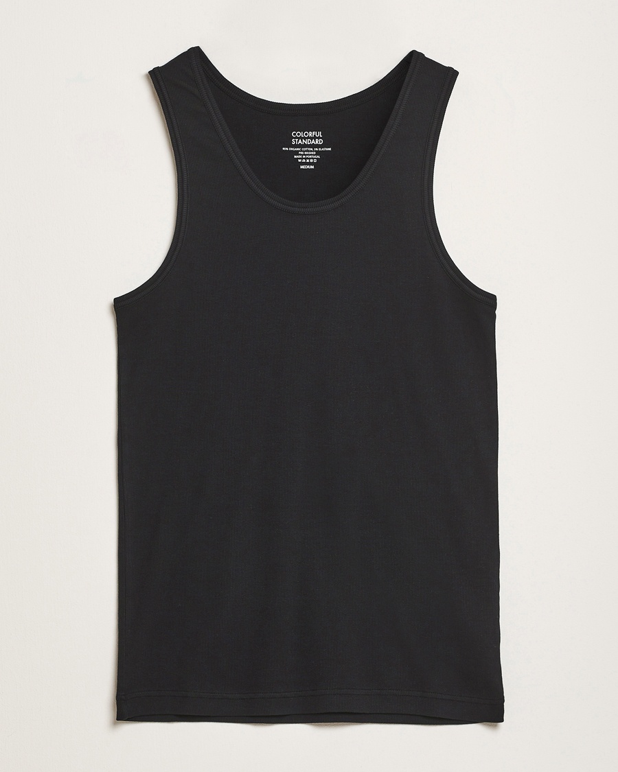 Colorful Standard Organic Rib Tank Top Deep Black – Zwart