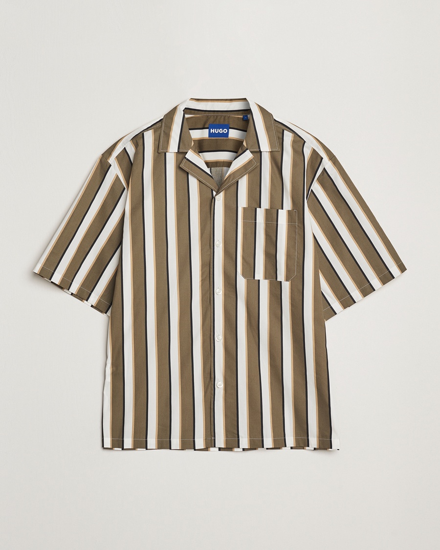 Heren | Overhemden | HUGO | Eligino Striped Short Sleeve Shirt Open Green