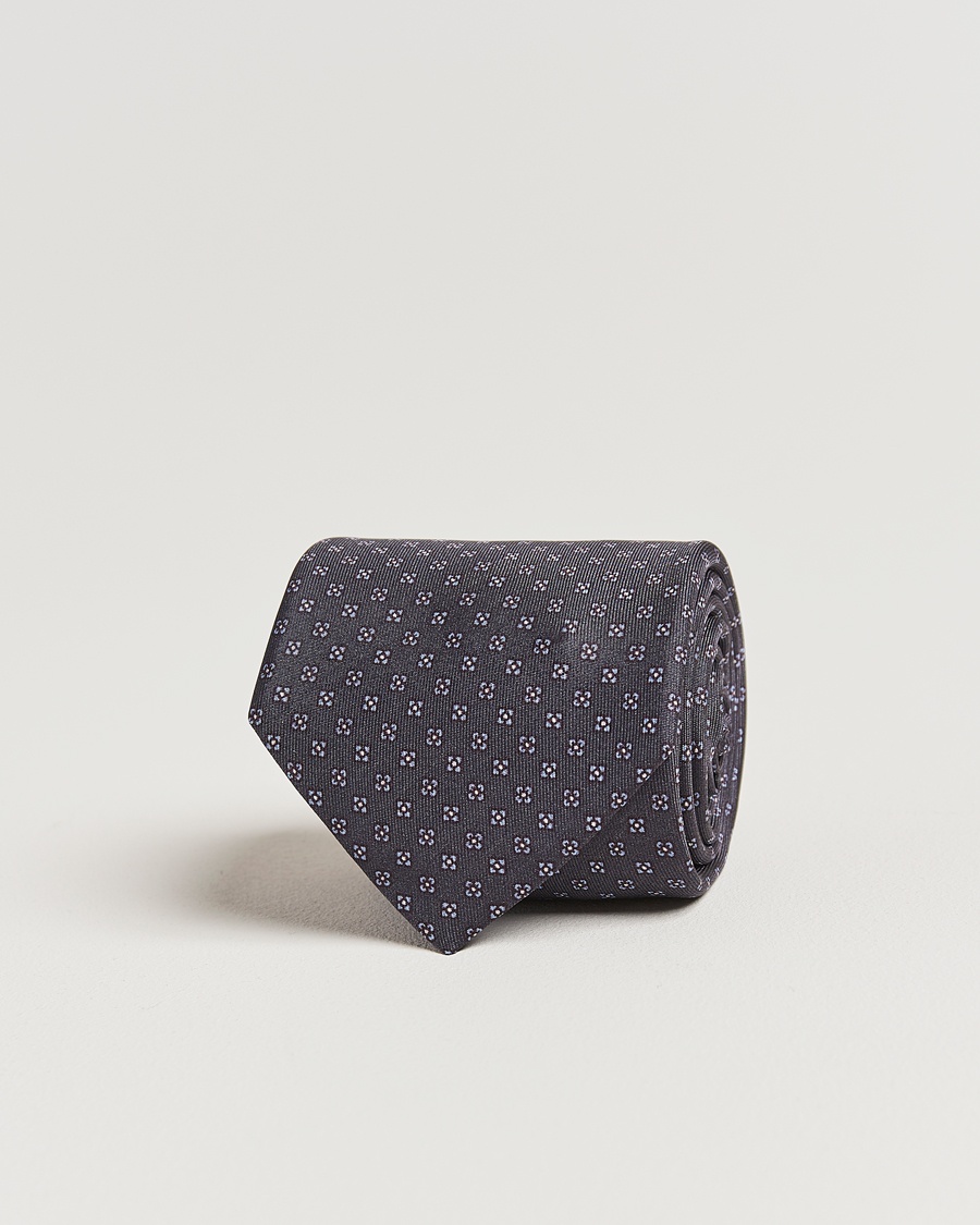 Stenströms Printed Silk Tie 7,5cm Grey – Grijs