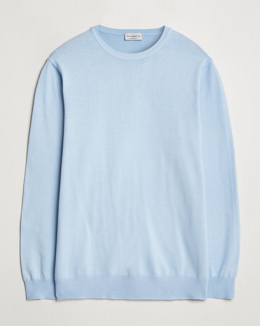 Morgano Supersoft Egyptian Cotton Crew Neck Light Blue – Bleu