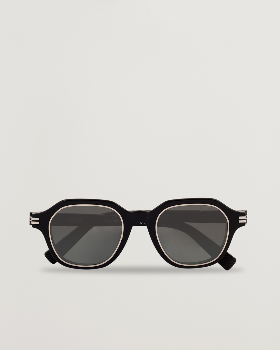 Homme | Lunettes De Soleil Rondes | Zegna | EZ0250 Sunglasses Black