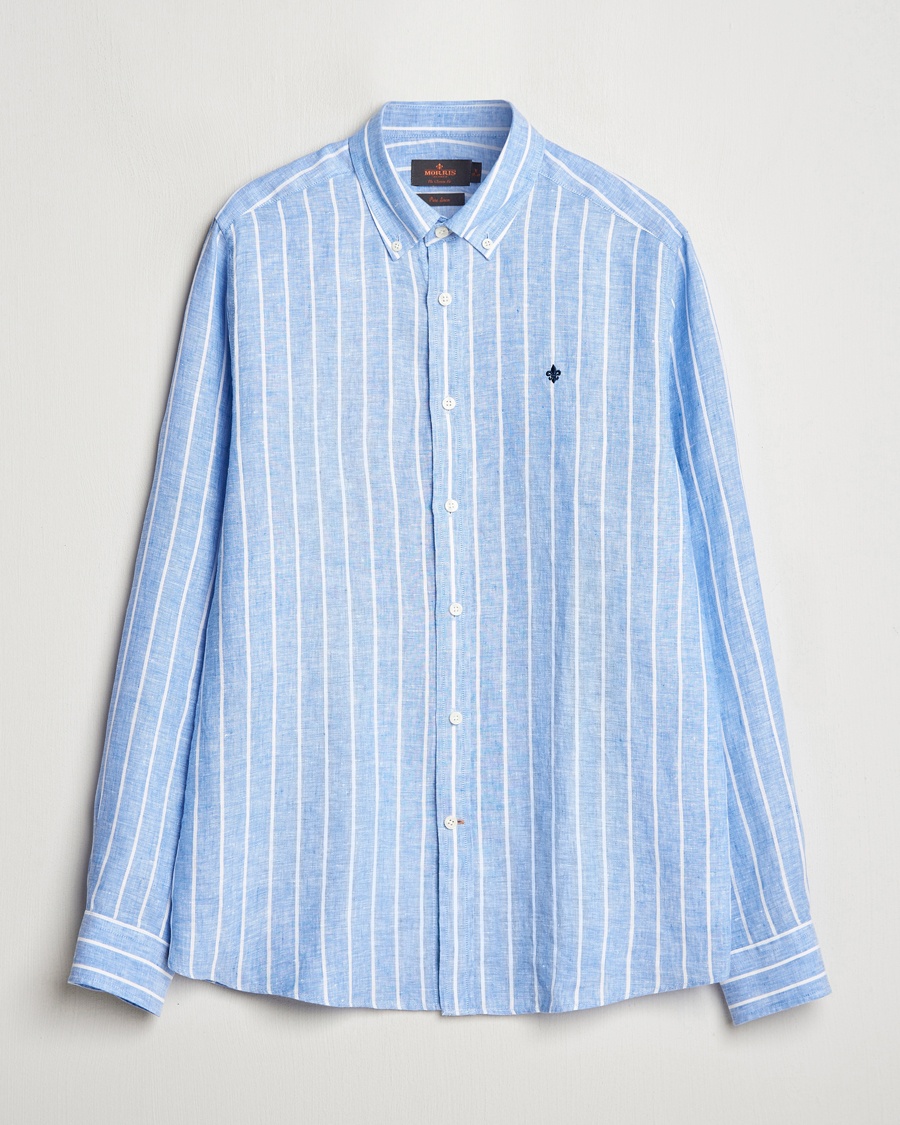 Homme | | Morris | Douglas Striped Linen Shirt Dark Blue