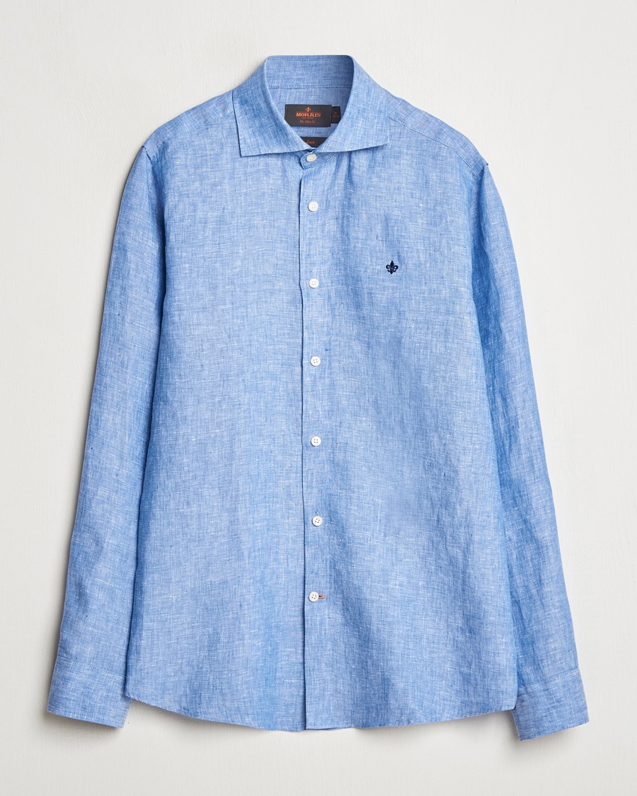 Homme | | Morris | Slim Fit Linen Shirt Blue
