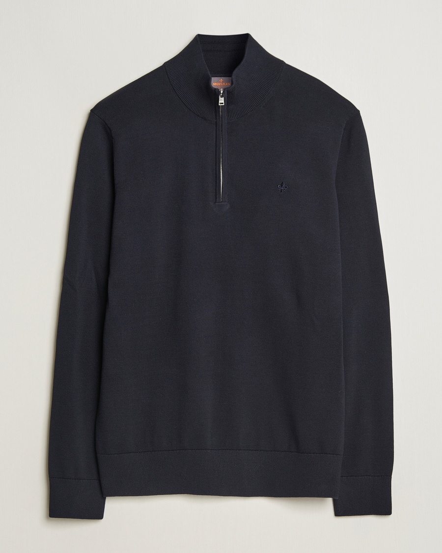 Heren | Truien | Morris | Riley Cotton Half Zip Dark Blue