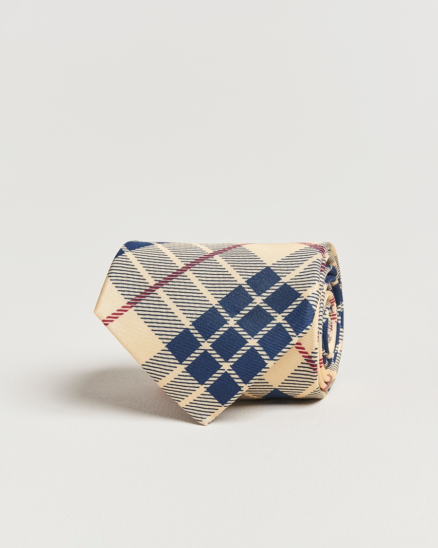 Heren | GANT | GANT 240 Mulberry Street | Printed Check Silk Tie Dusty Light Yellow