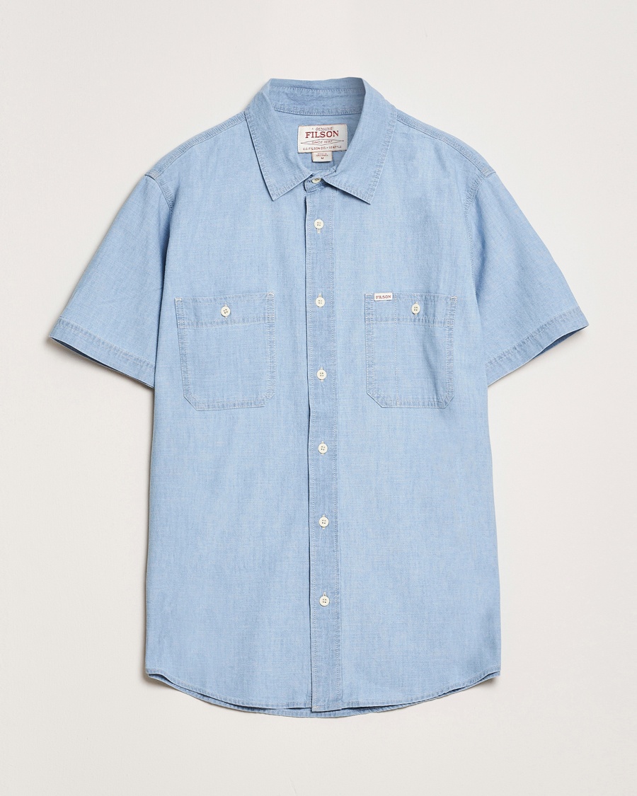 Heren | Filson | Filson | Short Sleeve Chambray Shirt Light Indigo