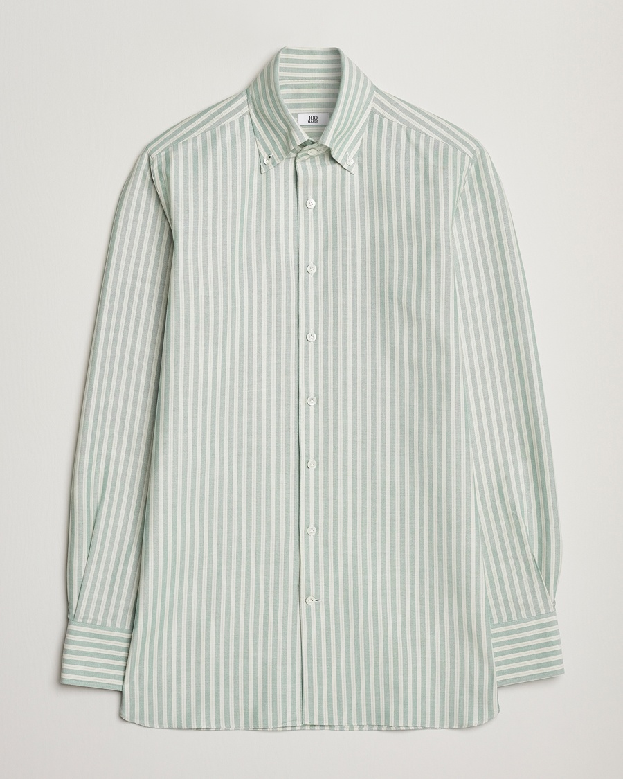 Heren | Oxford overhemden | 100Hands | Striped Japan Oxford Button Under Shirt Green