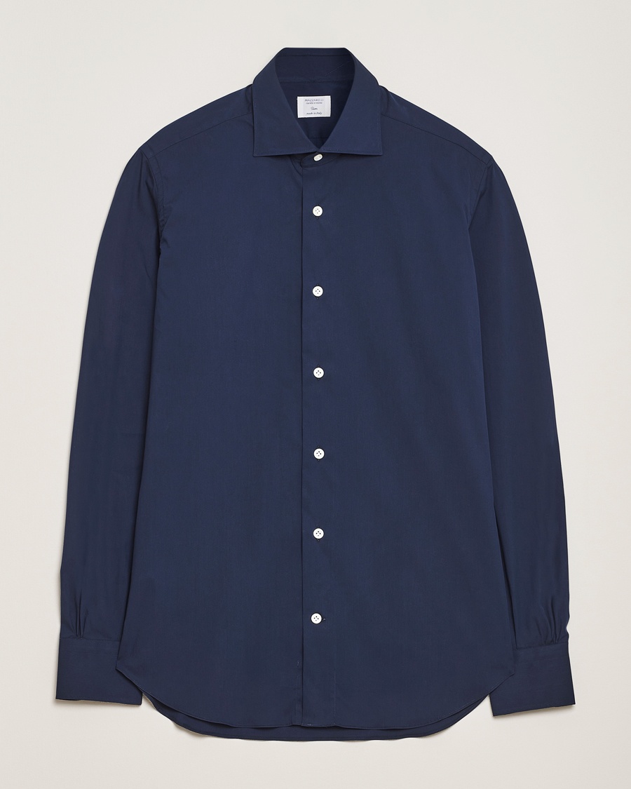 Homme | | Mazzarelli | Soft Cotton/Stretch Cut Away Shirt Navy