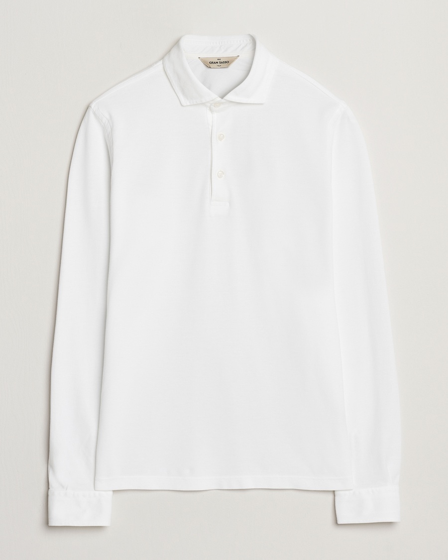 Gran Sasso Washed Long Sleeve Polo White – Wit
