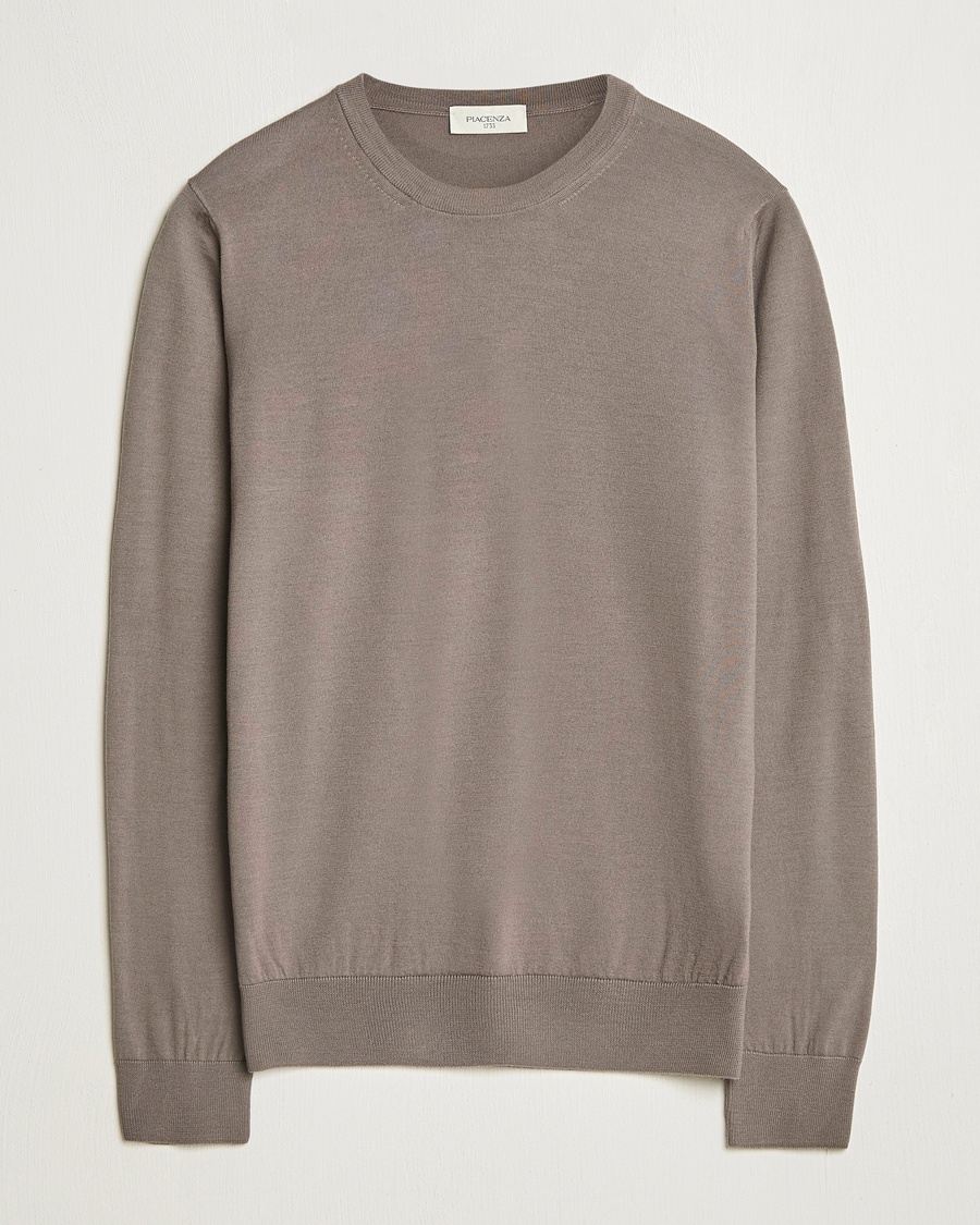 Piacenza Cashmere Merino Wool Crew Neck Sweater Taupe – Bruin