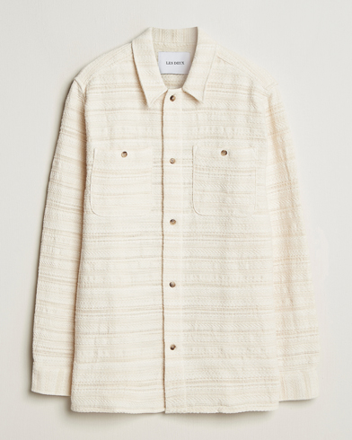 Homme | Nouveautés | LES DEUX | Jonas Structure Stripe Overshirt Ivory