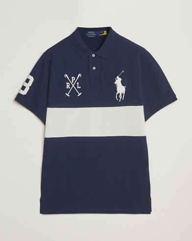 Polo Ralph Lauren Custom Slim Block Stripe Polo Newport Navy/Nevis – Blauw