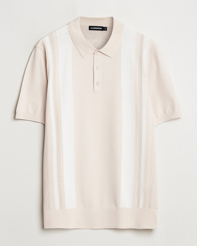 J.Lindeberg Reymond Stripe Knit Polo Moonbeam – Beige