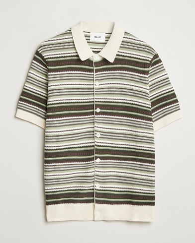 NN07 Nolan Knitted Striped Short Sleeve Shirt Multi – Vert
