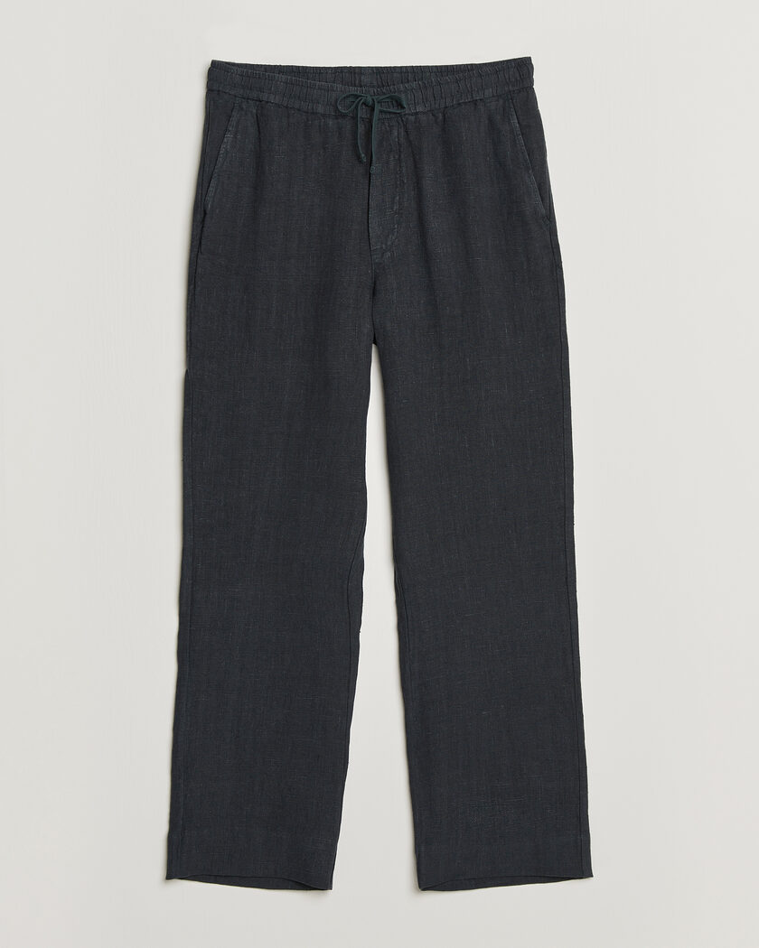 A Day's March Tamiat Linen Drawstring Trousers Black – Noir