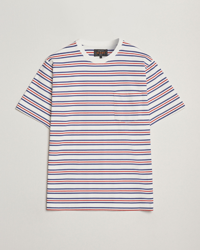 Heren | BEAMS PLUS | BEAMS PLUS | Short Sleeve T-Shirt Blue/Red Stripe