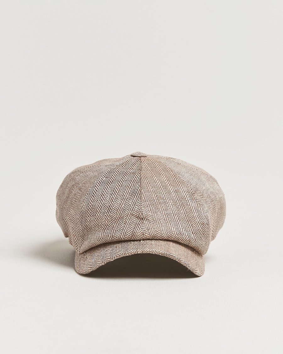 Wigéns Newsboy Classic Linen Herringbone Cap Brown – Marron