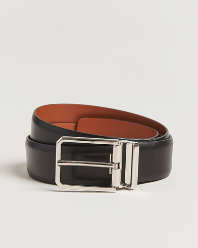 Santoni Classic Leather Belt Black Calf – Zwart