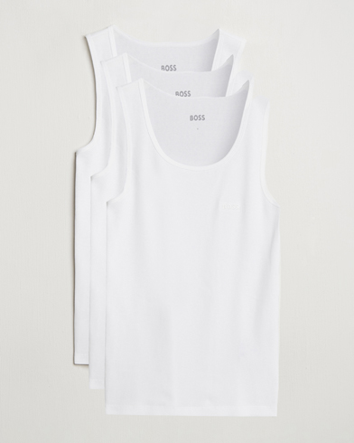 BOSS BLACK 3-Pack Ribbed Tank Top White – Wit