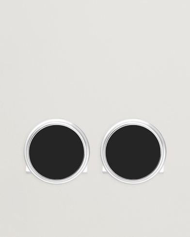 S.T. Dupont Cufflink Round Black/Pall Silver – Argent