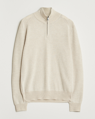  Cashmere Rib Half Zip Beige