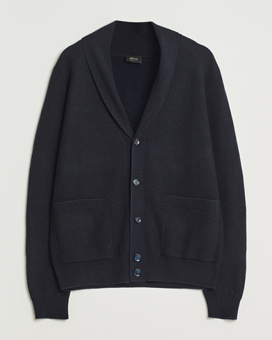  Wool/Cashmere Rib Cardigan Navy