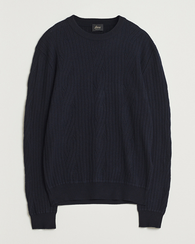  Cashmere Blend Cable Crew Neck Navy