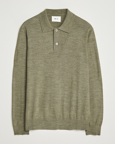 Homme | NN07 | NN07 Serge Wool Knitted Polo Capers Green