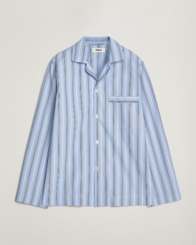 Tekla Poplin Pyjama Shirt Stave Stripes – Bleu