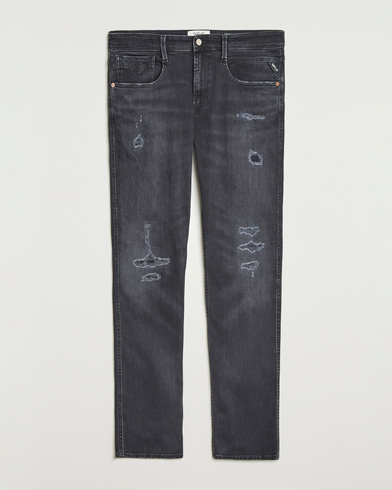 Replay Anbass Distressed Super Stretch Bio Jeans Washed Black – Zwart