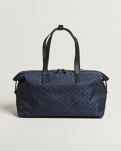 Smythson Canvas Stamp Small Travel Bag Navy – Blauw