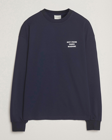 Drôle de Monsieur Slogan Long Sleeve T-Shirt Navy – Bleu