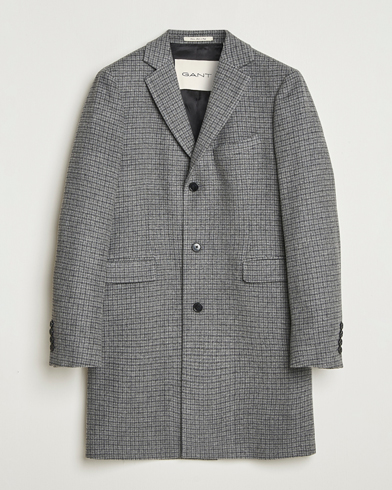 Gant Classic Wool Houndstooth Coat Black – Zwart