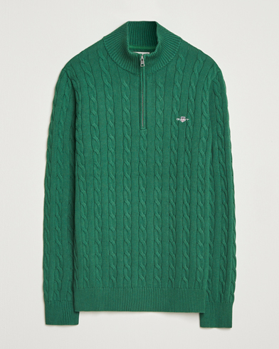 Gant Cotton Cable Half Zip Forest Green – Vert