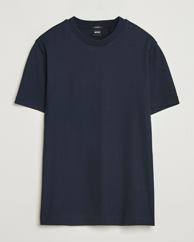 BOSS BLACK Thompson Structured Crew Neck T-Shirt Dark Blue – Blauw